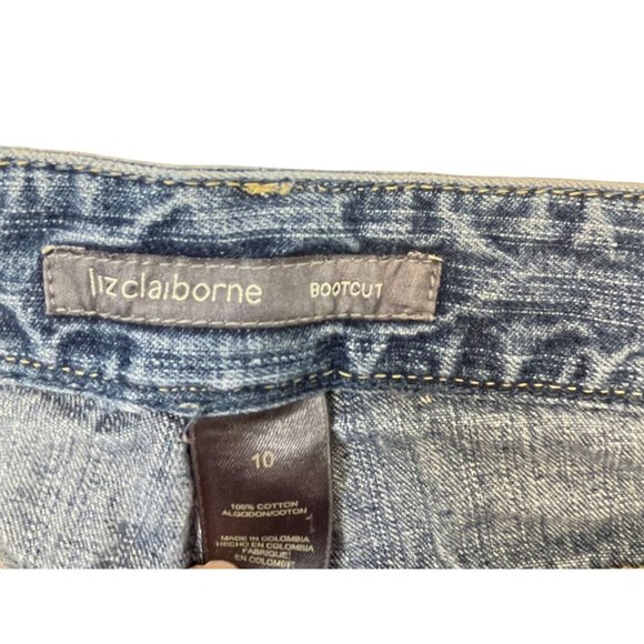 Liz Claiborne Denim Jeans Womens Size 10 Bootcut Medium Wash Embellished Pockets - Picture 6 of 11
